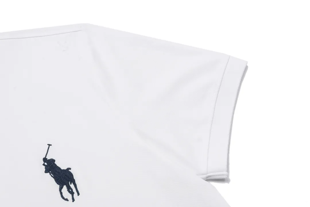 🅿️190 RALPH LAUREN 2025 new style classic polo embroidered little bee logo, same style for men and women, casual polo shirt ·Customized pique cotton fabric ·Imported Tajima machine embroidery technology ·Collar label, hangtag, main mark and three labels complete Color: White Size: M-XXXL